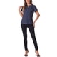 thumbnail image 2 of INSPIRE CHIC Blusa de lunares impresa para mujer de regreso a clases, cuello en V, manga corta, top para usar en el trabajo, talla M, azul oscuro, 2 of 6