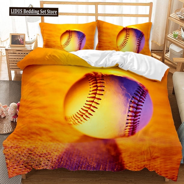 x2598 Bed SheetsCartoon Ball Games Duvet Cover Set Sports Prints Quilt Cover Bedding Set Size Polyester Comforter Cover Boys Kids 3-Piece Bedding Set (1 Duvet Cover + 2 Pillow Shams) nj2598