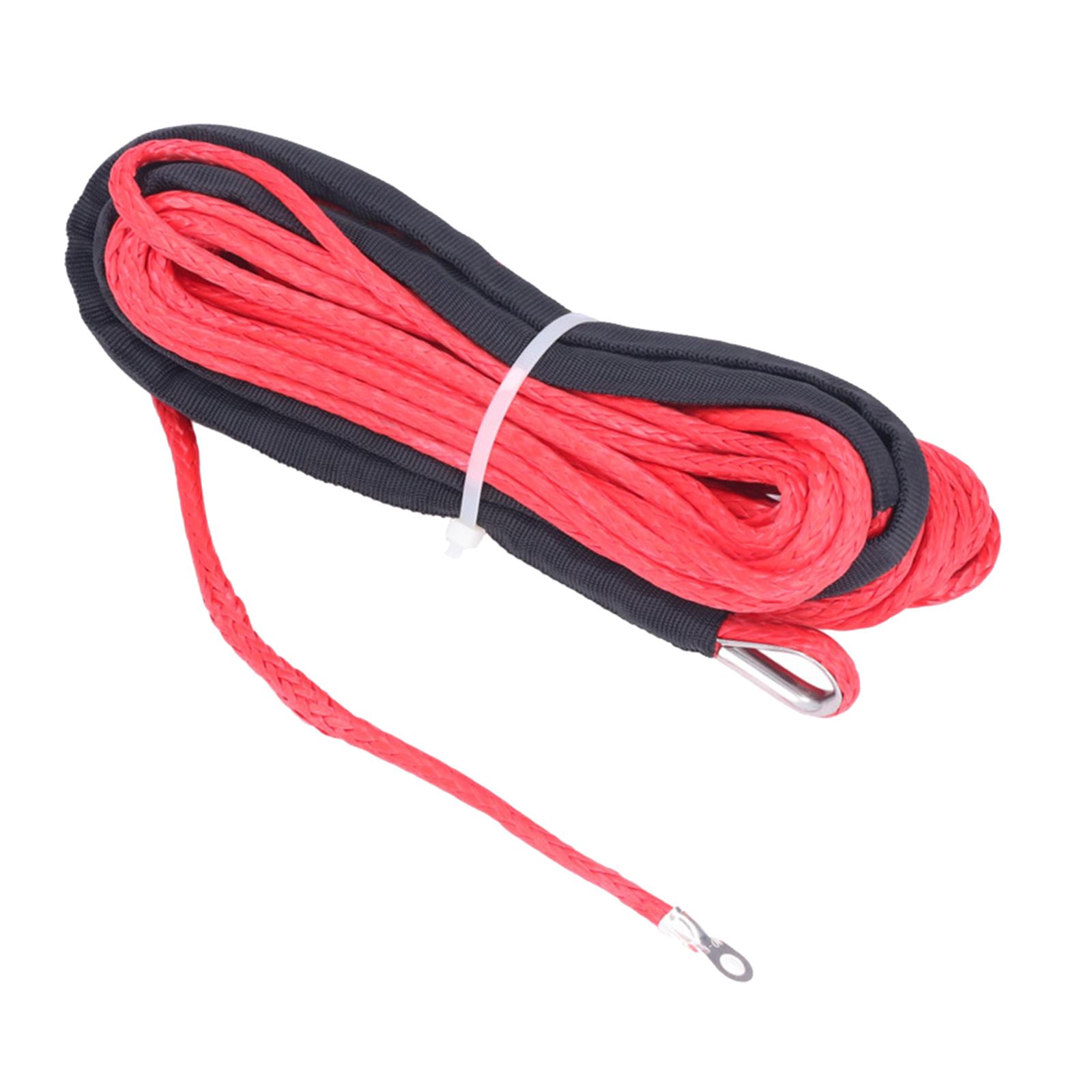 Magideal - Cuerda De Cabrestante Sintética De 15 M, Fibra Sintética, Línea De Cadena De Cuerda De Remolque De Vehículos Pesados, Cable De Cabrestante De Remolque Rojo
