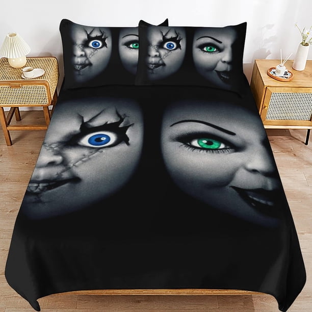 Chucky Bed Duvet Cover Microfiber Bedding Sets 3D Printed Lightweight 3 Piece Comforter Sets for Adlut Boys Girls