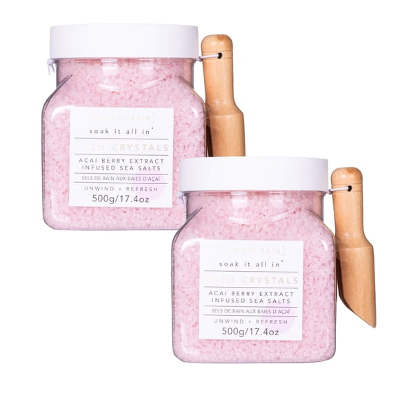 Cristales de baño Sunday Rain de açaí y bayas, 500 g, paquete de 2