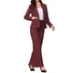 thumbnail image 4 of Traje de Negocios INSPIRE CHIC para Mujeres Conjunto de 2 Piezas sin Cuello para Maestras Regreso a Clases Conjunto de Trabajo Blazer y Pantalones L Rojo Oscuro, 4 of 6