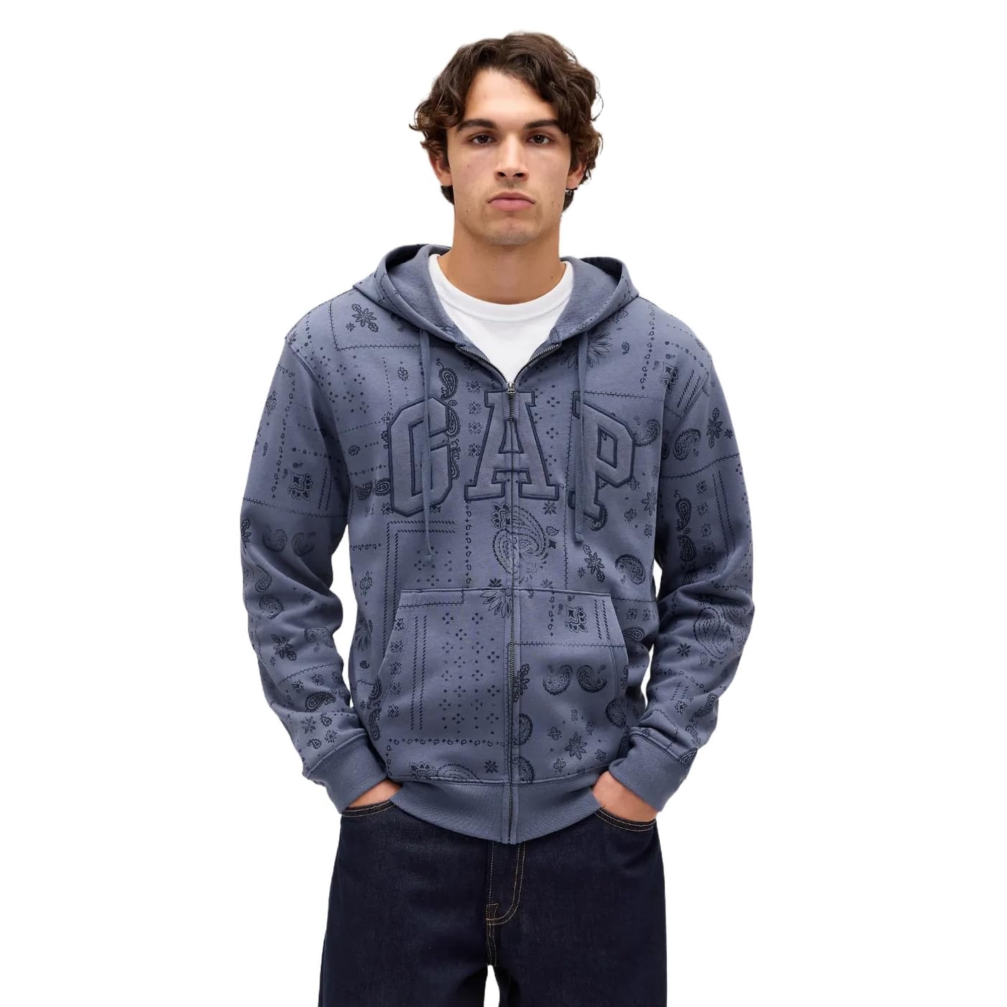 Sudadera Con Capucha Gap Para Hombre Heritage Logo Bandana Con Cremallera Completa Y Estampado L