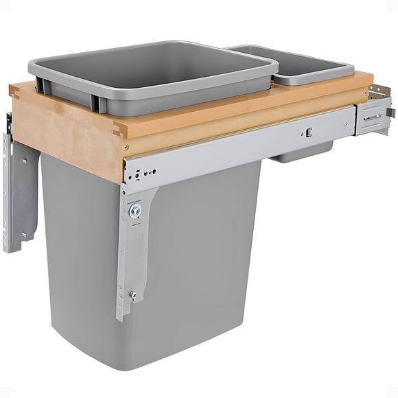 Cubo de basura extraíble Rev-A-Shelf de montaje superior, 35 cuartos, cierre suave