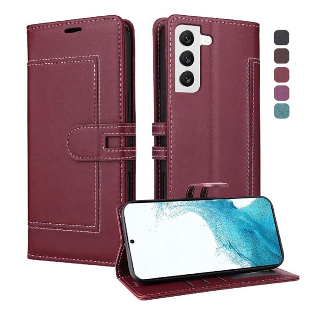 Premium Wallet Case for Samsung Galaxy S21 Plus with Card Slots & Kickstand, Flip Cover Red