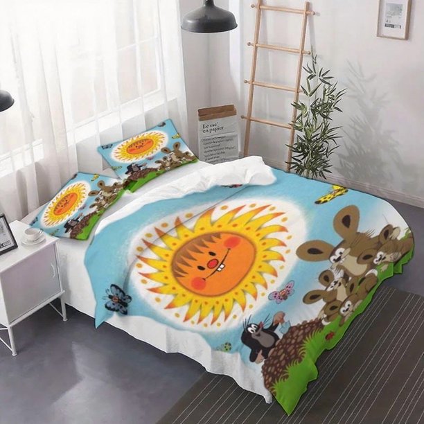 3pcs Duvet Cover Set Featuring And Rabbits in Springtime - Bedding Set (Includes Duvet Cover + Pillowcases No Filling)