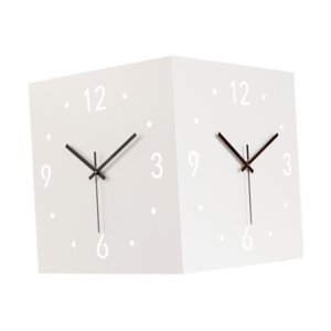 Magideal - Reloj De Pared De Esquina De Doble Cara, Reloj De Esquina De Metal, Arte De La Pared Decoración, Diseño Creativo, Reloj Decorativo Cuadrado Silencioso