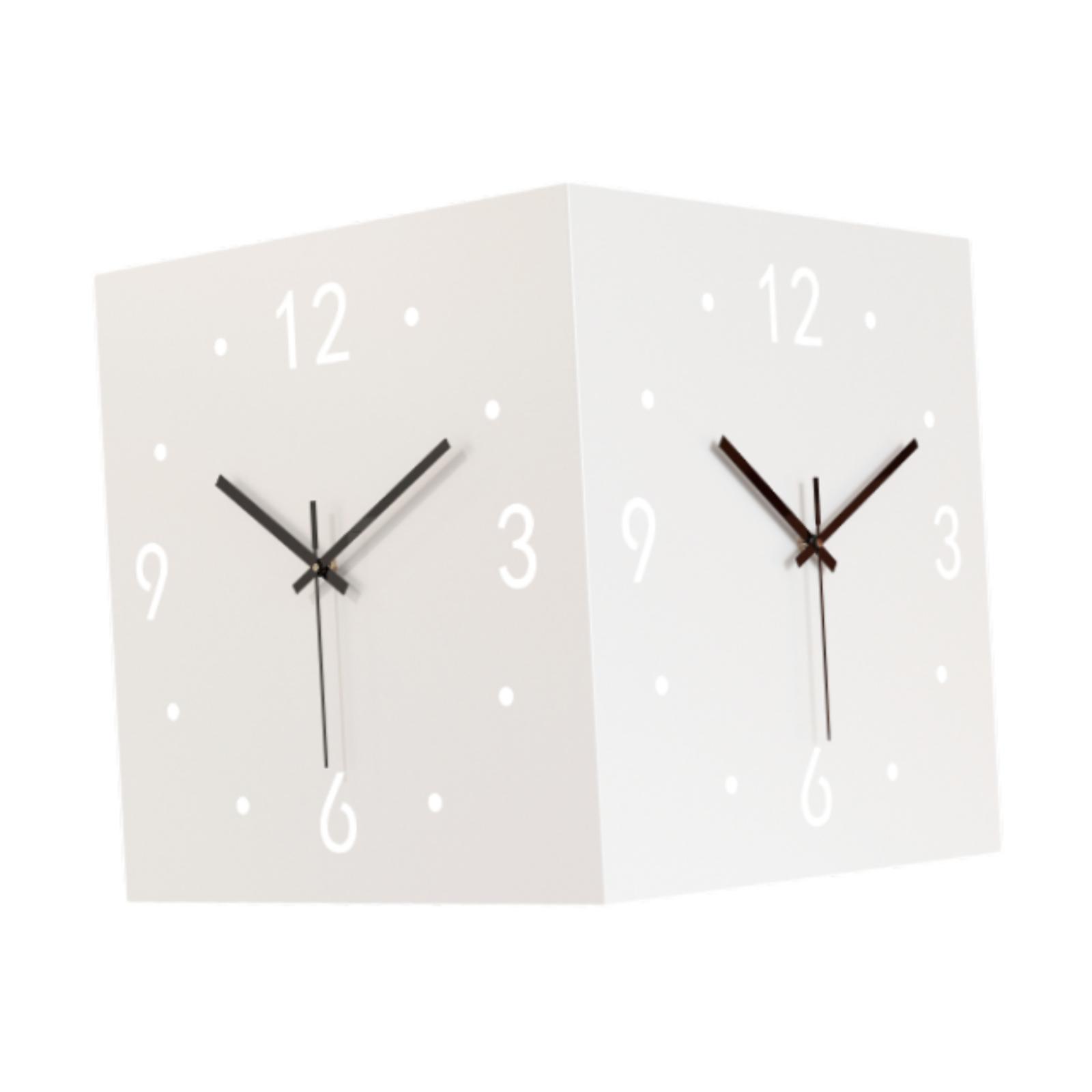 Magideal - Reloj De Pared De Esquina De Doble Cara, Reloj De Esquina De Metal, Arte De La Pared Decoración, Diseño Creativo, Reloj Decorativo Cuadrado Silencioso