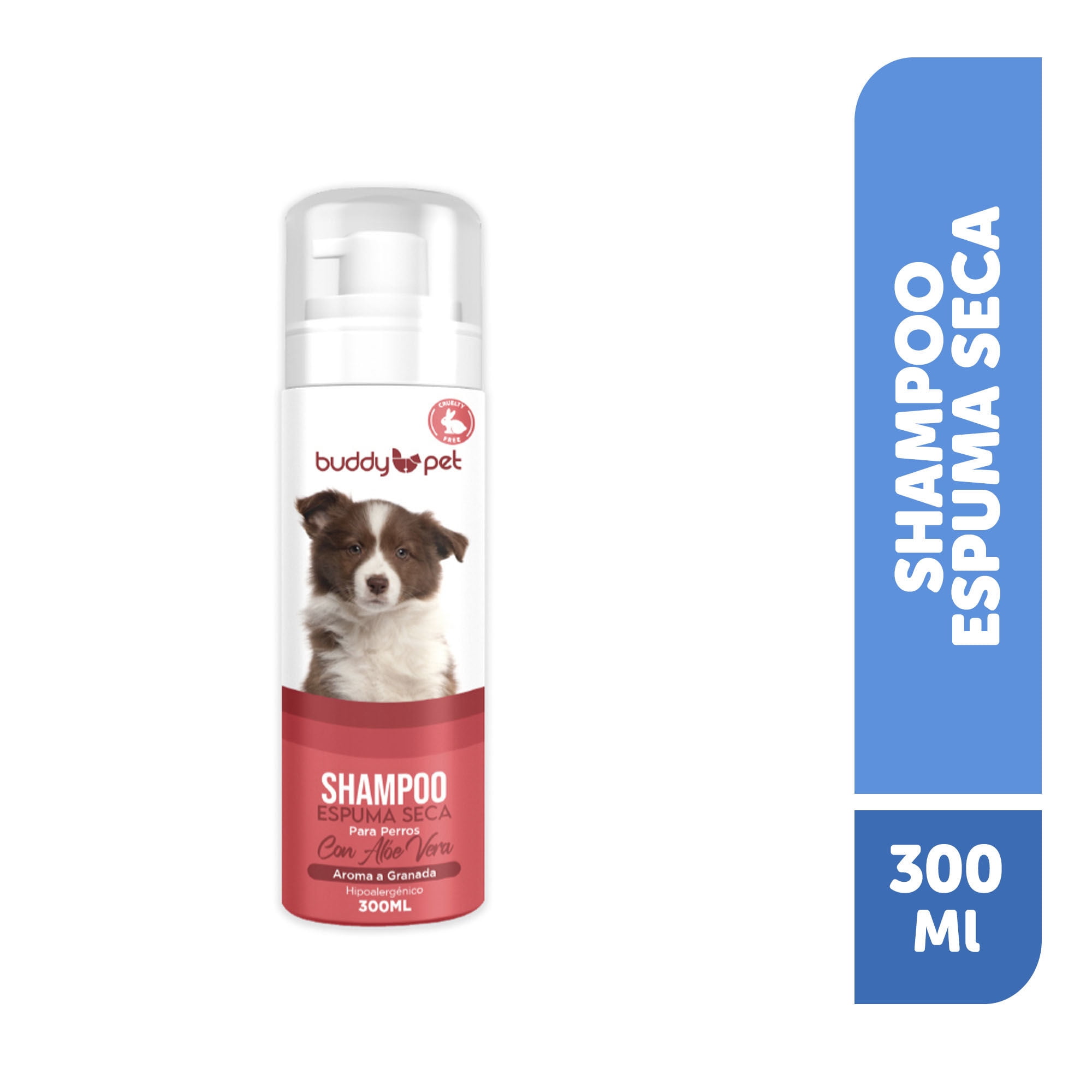 Shampoo Para Perro Espuma Seca Aroma Granada Lata 230 ml Buddy Pet