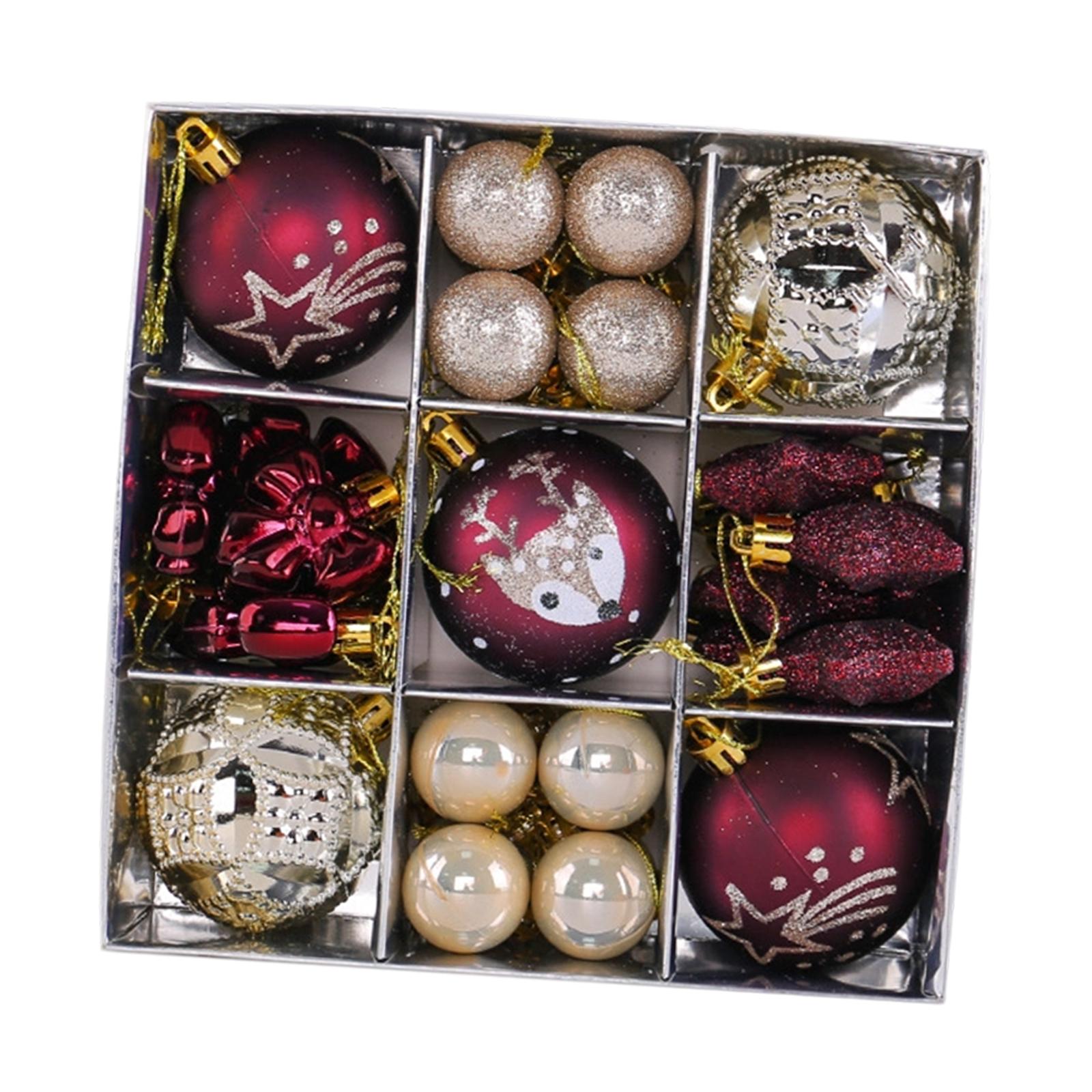 Magideal - Conjunto De 35 Adornos Navideños, Bolas Decorativas, Adornos Para El Árbol De Navidad, Colgantes, Decoración Navideña Para Interiores Y Exteriores, An Rojo Oscuro Y Beige