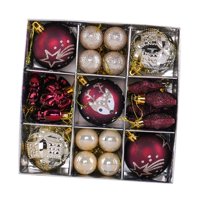 Magideal - Conjunto De 35 Adornos Navideños, Bolas Decorativas, Adornos Para El Árbol De Navidad, Colgantes, Decoración Navideña Para Interiores Y Exteriores, An Rojo Oscuro Y Beige