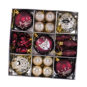 Magideal - Conjunto De 35 Adornos Navideños, Bolas Decorativas, Adornos Para El Árbol De Navidad, Colgantes, Decoración Navideña Para Interiores Y Exteriores, An Rojo Oscuro Y Beige