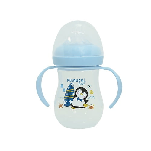 Pumucki - Mamadera Boca Ancha De 180 Ml, Color Celeste