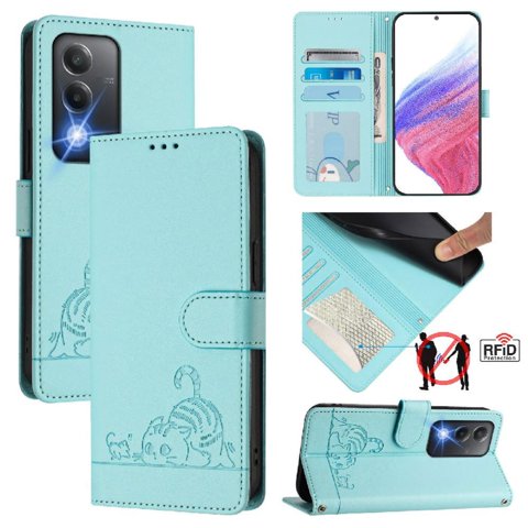 Funda Tipo Cartera Foxdock Para Oppo A3 Pro 5G Con Soporte, Ranuras, Rfid, Diseño De Gato
