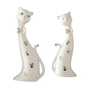 Magideal - Esculturas De Gatos De Pareja Decorativas Para Estanterías, Mesitas De Noche, Escritorio, Decoración De Tartas, Estatuas De Gatos, Escultura Abstracta