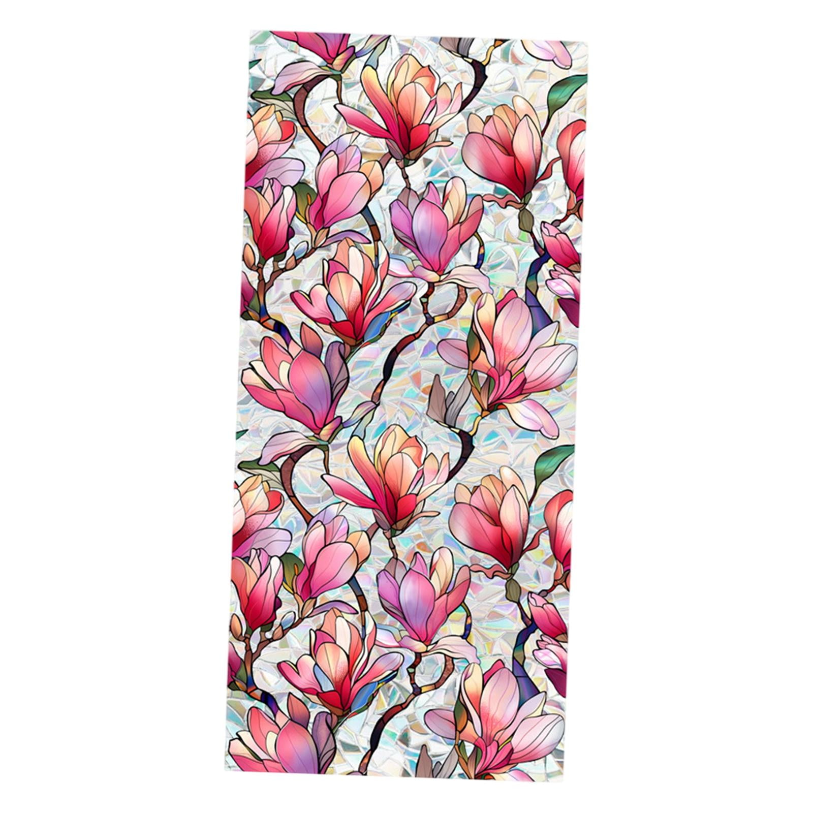 Magideal - Película Adhesiva Para Ventana Con Diseño De Flores, Calcomanía Navideña De Vidrio, Antiadherente, De Doble Cara, Estática, Para Casa De Vacaciones Y