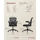 thumbnail image 3 of Sillas de oficina VASAGLE juego de 2 en negro tinta con soporte lumbar, 3 of 7