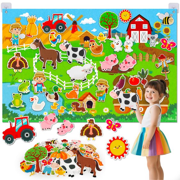 Set De Guion Gráfico De Fieltro Farm Animals 38 Piezas Para 2 A 4 Años