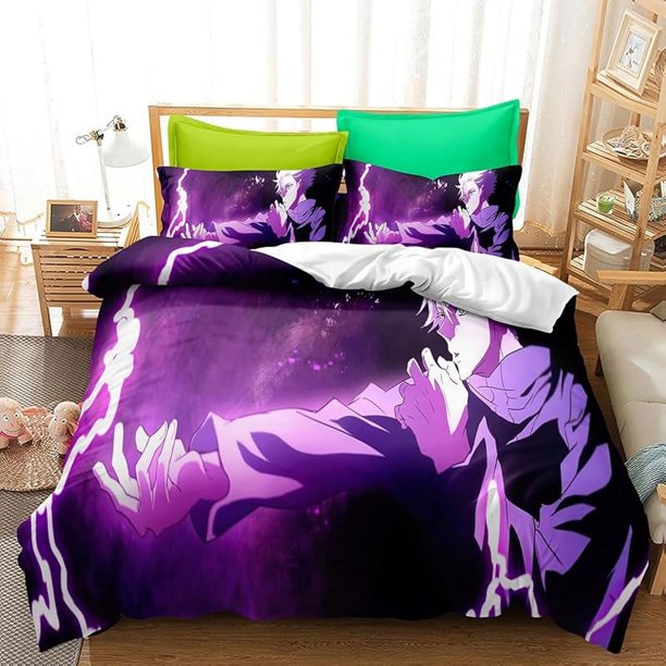 Cartoo-n Anim-e Duv-et Co-ver B-dding Jujuts-u Kaisen 3- Piece Se-tBed D-uvet Cov-er with Pillo-wcases S-uper- Soft Duvet C-over wit-h Pillo-wcases