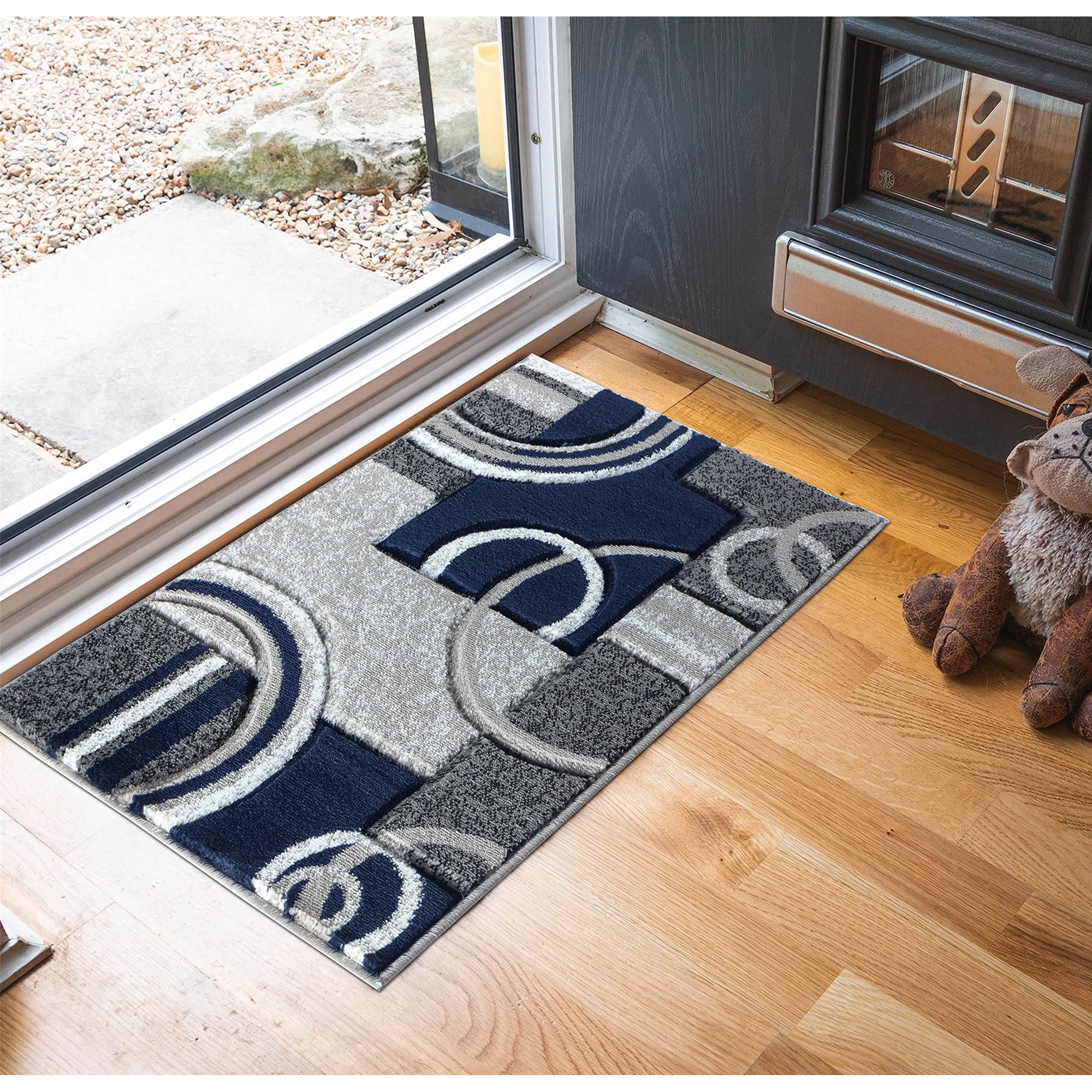 Alfombra Glory Rugs 61x91 Cm Azul Marino, Moderna Y Suave