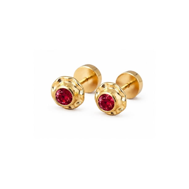 Aros Abridores Chatón Circón 6mm N3 Oro 14k Niña Mujer