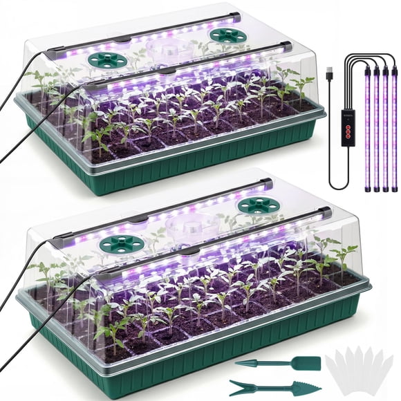 Charola Para Germinar Semillas De 120 Celdas Con Luz De Cultivo X2 Paquetes