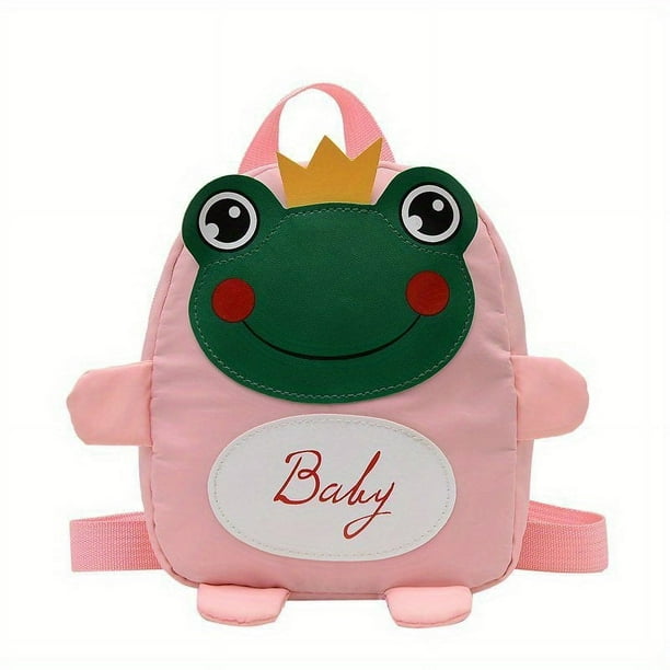Children's Casual Cartoon Frog Backpack With Traction Rope, Casual Cute Backpack