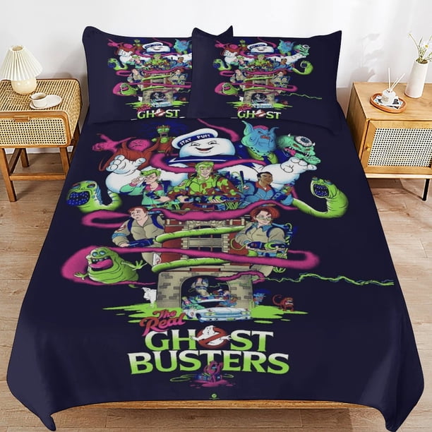 x297 Ghostbusters Bed Duvet Cover Microfiber Bedding Sets 3D Printed Lightweight 3 Piece Comforter Sets, 1 Duvet Cover And 2 Pillow Shams for Kids Boys Girls 79"x90" jn297