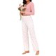 thumbnail image 4 of Conjunto de Pijama de 2 Piezas para Mujer INSPIRE CHIC con Ribete de Encaje, Manga Larga, Estampado de Corona, Acanalado, Ropa de Dormir con Volante en el Dobladillo L rosa, 4 of 6