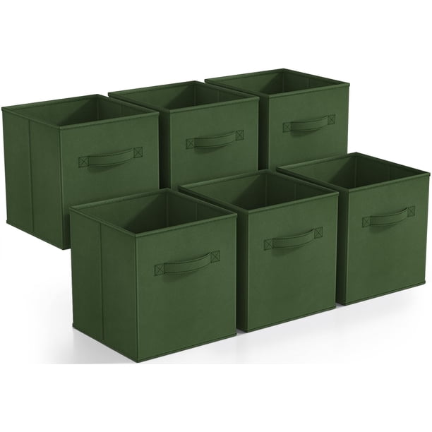 Cubos de almacenamiento Sorbus plegables, 6 unidades, color verde oscuro, 28 x 28 x 26 cm