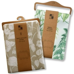 Decoexpress - Set 2 Manteles Antimanchas Natural Y Botanico 130X180 Cm