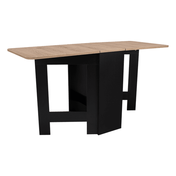 Mesa Abatible 78,6 x 149,2 x 60 Cm Negro Y Beige