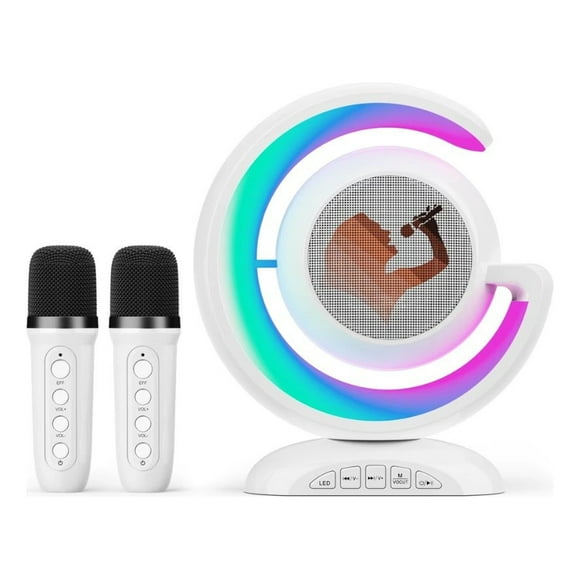 Parlante Portatil + Microfono Karaoke Divertido Blanco Lau