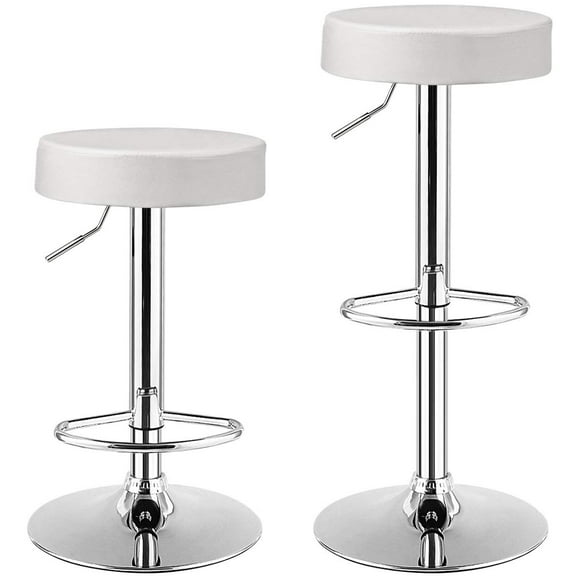 Taburetes de bar COSTWAY modernos giratorios sin respaldo piel sintética color blanco