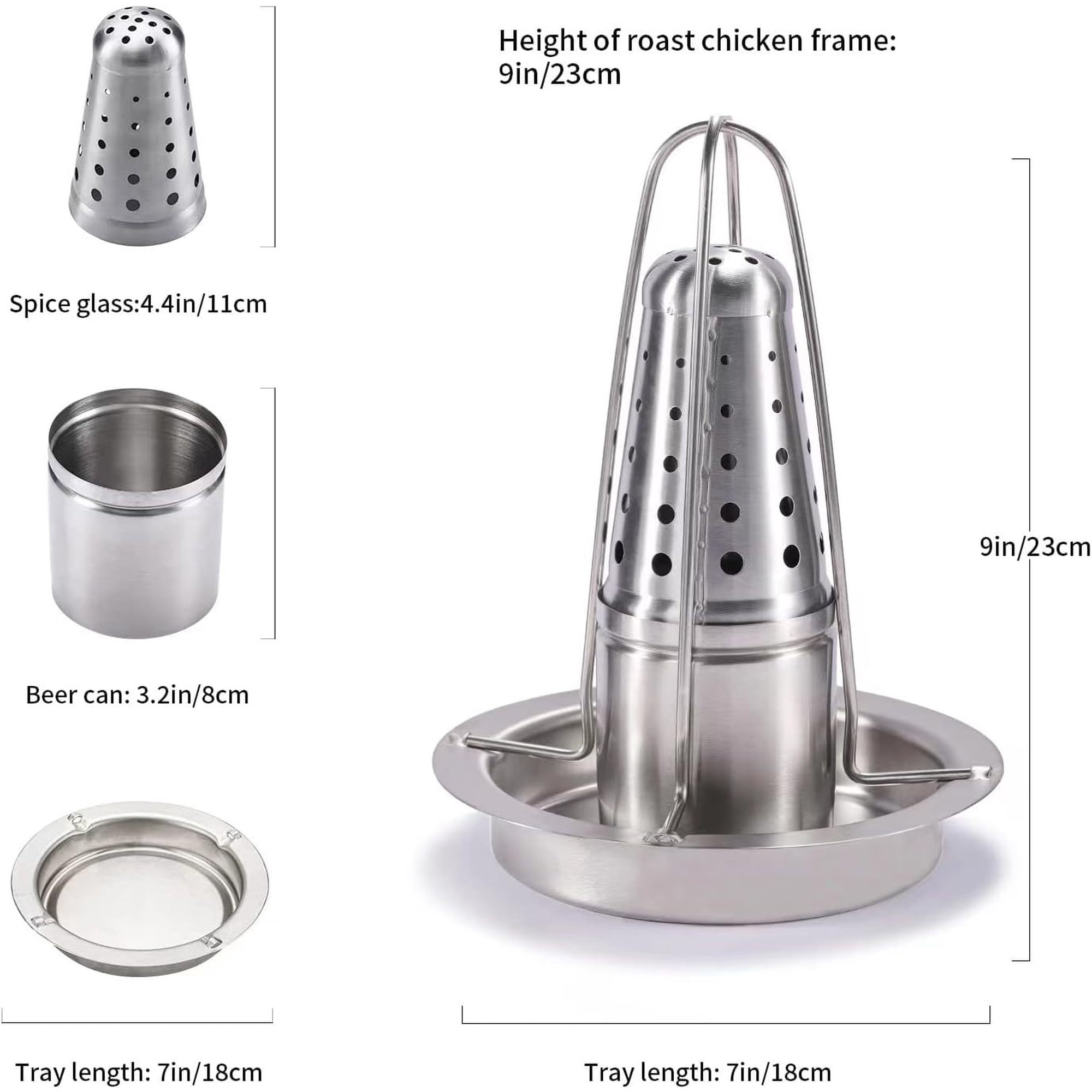 Xusx111 - Portador De Pollo De Lata De Cerveza Para Parrilla Y Fumador - Portador De Pollo De Acero Inoxidable De Grado Premium 304 - Tostadoras De Aves De Corral Con Recipiente De Sabores. (1 Paquet