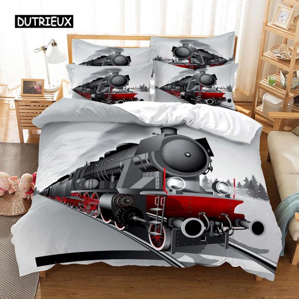 x1281 Bed SheetsTrain Bedding Set Duvet Cover Set Bedding Digital Printing Bed Linen Size Bedding Set Fashion Design 3-Piece Bedding Set (1 Duvet Cover + 2 Pillow Shams) nj1281