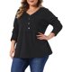 thumbnail image 4 of Agnes Orinda Conjuntos de Halloween para Mujeres Tallas Grandes Cuello en V Henley de Canalé con Botones Decorativos Manga Larga Camisa Peplum Acampanada Blusas de Punto Casual 1X Negro, 4 of 6