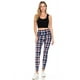 thumbnail image 3 of Saronite Leggings de Yoga de Cintura Alta con Estampado a Cuadros Azules y Rosas, de 5 Pulgadas de Largo y Largo Completo (para Mujer), 3 of 5
