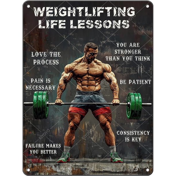 Letrero sala gimnasio terapia fitness vintage metal estaño hierro pintura decoración pared hogar club cueva hombre 30x20 cm