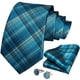 thumbnail image 1 of Corbata Azul petroleo seda hombre paño y colleras Modelo Azul Cenizas, 1 of 4