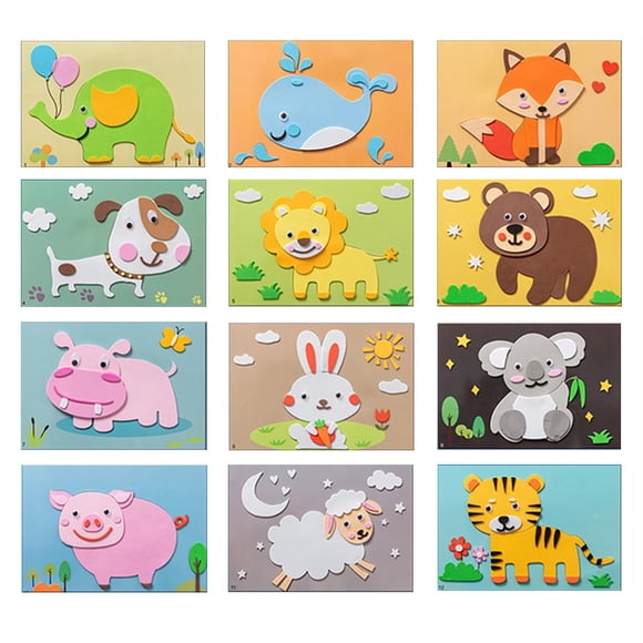 Pegatinas de espuma Lovyan 3D EVA para niños pequeños, manualidades, 12 unidades