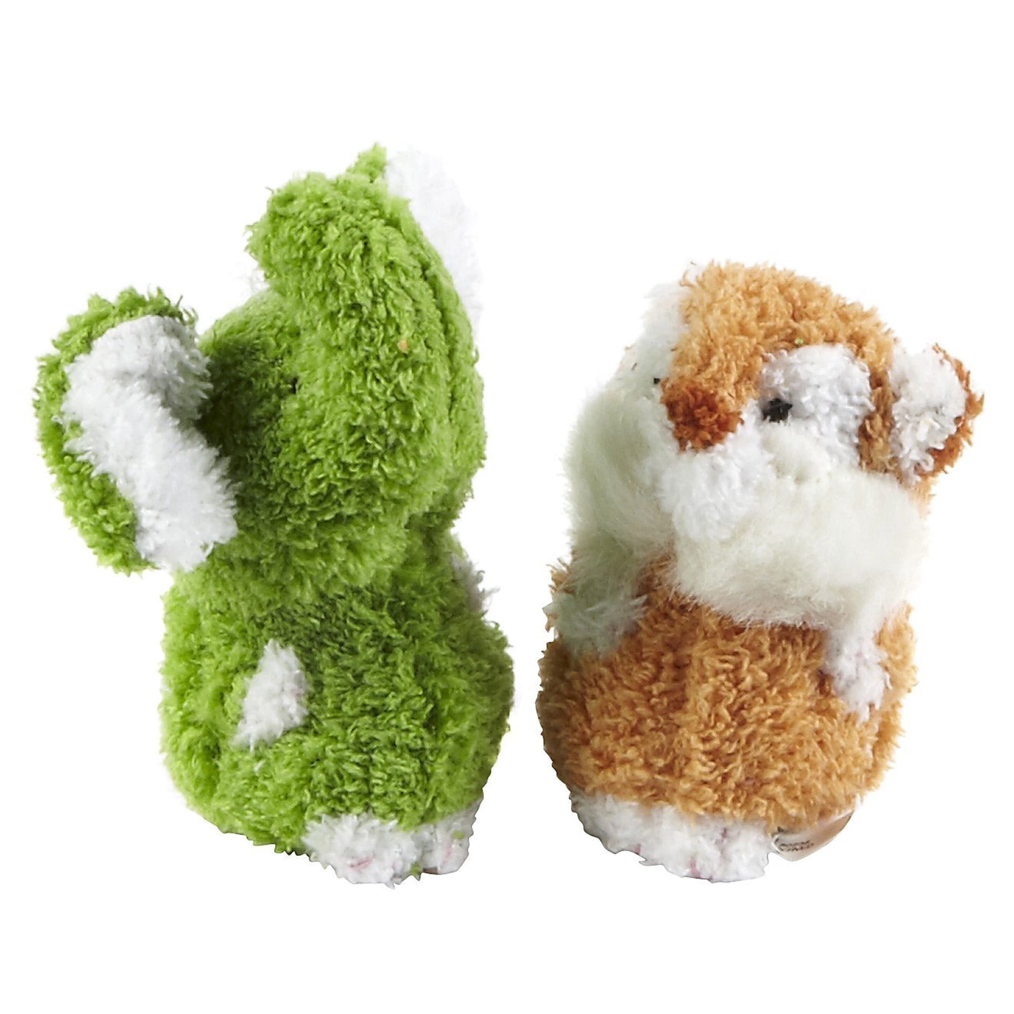 Petmate DAP53485 Juego de 2 Juguetes de Tela Terry Elefante y Ardilla