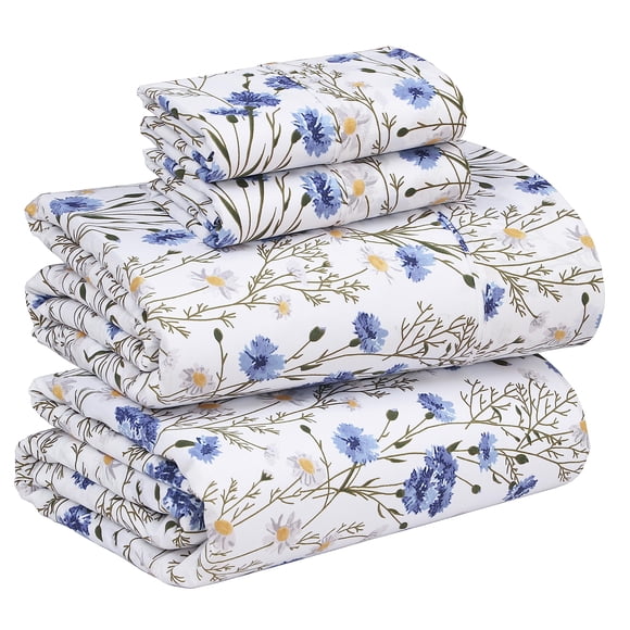 Juego de Ropa de Cama RUVANTI Percal de Algodón 100% Sweet Pea Full