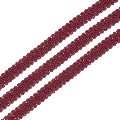Cinta De Trenzado Uxcell 1/2"" Rojo Vino