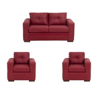 Muebles América - Living Franco 211 Cuero Auris Burdeo