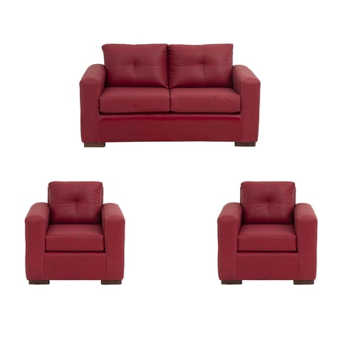 Muebles América - Living Franco 211 Cuero Auris Burdeo