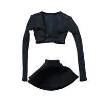 Magideal - Camisa Y Falda De Manga Larga, Ropa De Moda En Miniatura, Vestido Elegante A La Moda Para Accesorios De Figuras Femeninas De 12 Pulgadas, 1/6 , Negro