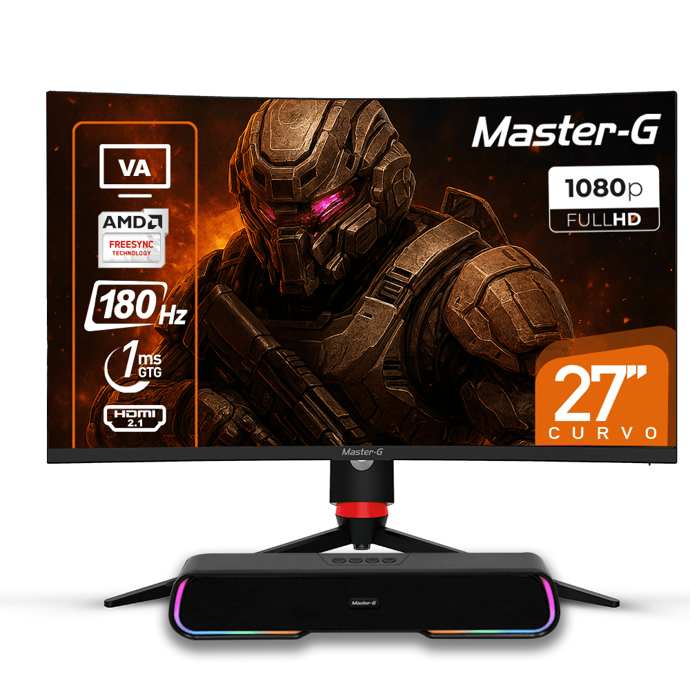 Master-g - Pack Monitor Gamer 27" Curvo Fhd 1080 Va 180hz + Soundbar Bt