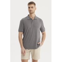 Fashionspark - Polera Hombre Cuello Camisero Gris Oscuro