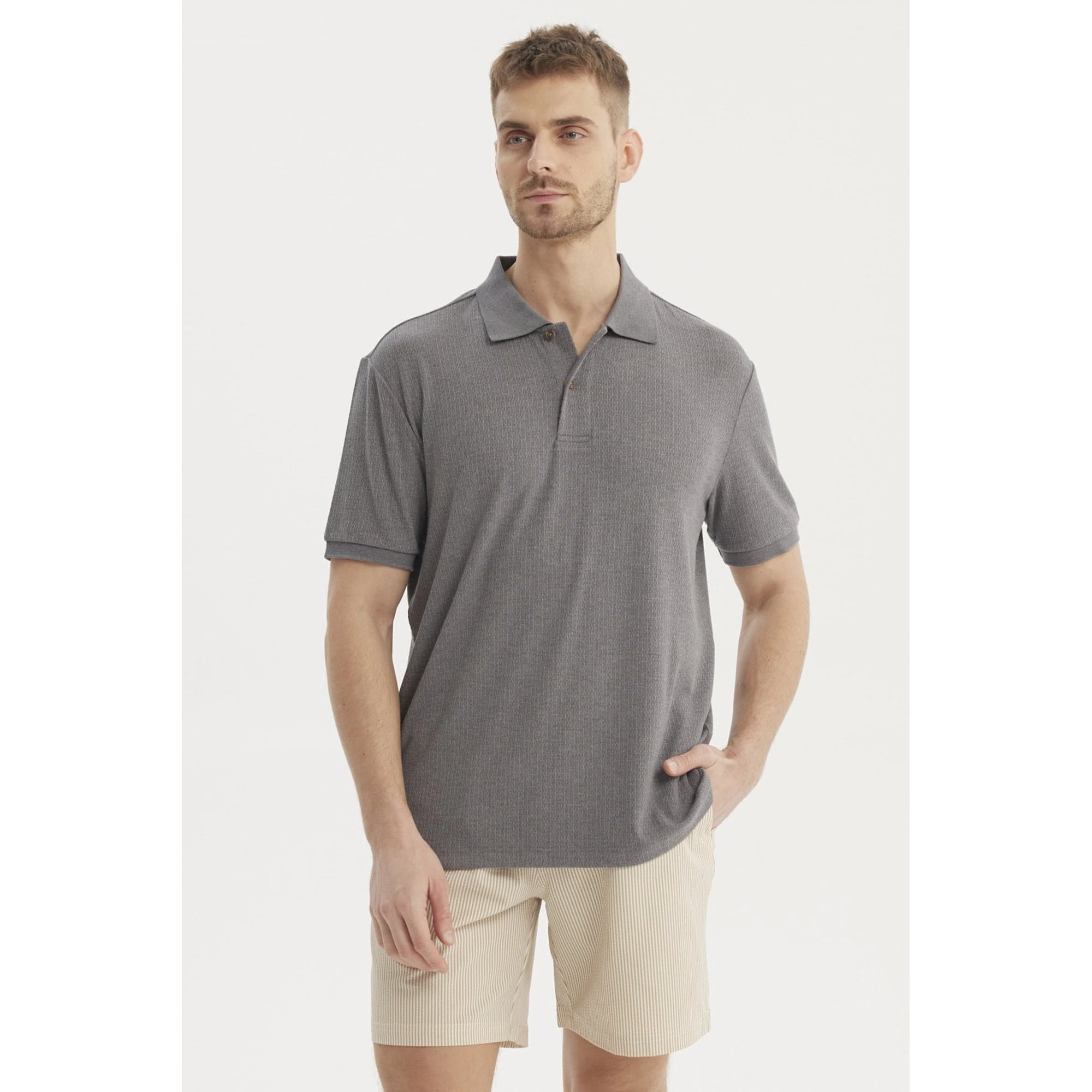 Fashionspark - Polera Hombre Cuello Camisero Gris Oscuro